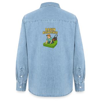 Pelouse esthéticienne humour design - Chemise en denim femme bio Stanley/Stella - bleu clair délavé - Dos - AI Model Female 172 light (172cm)