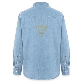 Ich lache, weil ich muss - Frauen Jeanshemd Organic von Stanley/Stella - verwaschenes Hellblau - Hinten - AI Model Female 172 light (172cm)