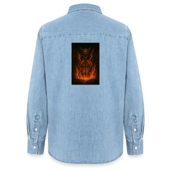 Firegate Demon Form - Women’s Organic Denim Shirt by Stanley/Stella - light wash - Back - AI Model Female 172 light (172cm)