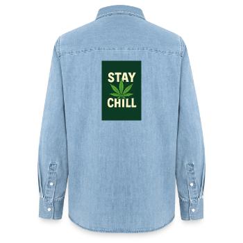 Stay Chill Cannabis Leaf - Frauen Jeanshemd Organic von Stanley/Stella - verwaschenes Hellblau - Hinten - AI Model Female 172 light (172cm)