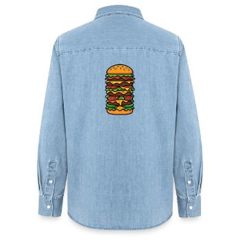 Burger grand XXL - Chemise en denim femme bio Stanley/Stella - bleu clair délavé - Dos - AI Model Female 172 light (172cm)