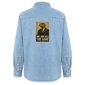 Nous sommes tous pareils - Chemise en denim femme bio Stanley/Stella - bleu clair délavé - Dos - AI Model Female 172 light (172cm)