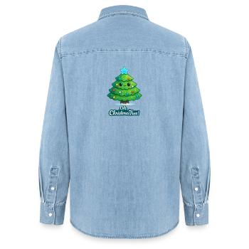 Kuscheliger Weihnachtsbaum mit Stern - Frauen Jeanshemd Organic von Stanley/Stella - verwaschenes Hellblau - Hinten - AI Model Female 172 light (172cm)