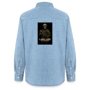 Lang Lebe Die Infanterie Skelett - Frauen Jeanshemd Organic von Stanley/Stella - verwaschenes Hellblau - Hinten - AI Model Female 172 light (172cm)