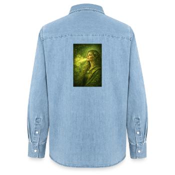 Nouvel œdème - Chemise en denim femme bio Stanley/Stella - bleu clair délavé - Dos - AI Model Female 172 light (172cm)