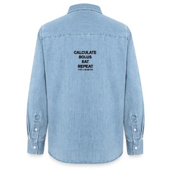 Bolus berechnen Wiederholen Wiederholen Schwarz – Typ-1-Diabetes - Frauen Jeanshemd Organic von Stanley/Stella - verwaschenes Hellblau - Hinten - AI Model Female 172 light (172cm)