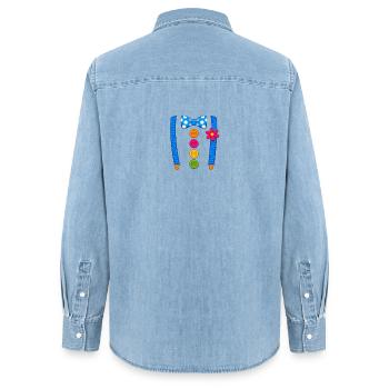 Carnaval du déguisement de clown drôle - Chemise en denim femme bio Stanley/Stella - bleu clair délavé - Dos - AI Model Female 172 light (172cm)