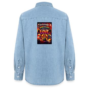 L’amour ne connaît pas de limites - Chemise en denim femme bio Stanley/Stella - bleu clair délavé - Dos - AI Model Female 172 light (172cm)