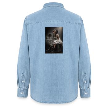 Beauty in Decay: Gothic Moment - Women’s Organic Denim Shirt by Stanley/Stella - light wash - Back - AI Model Female 172 light (172cm)