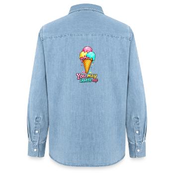 Eiskalt erwischt - Frauen Jeanshemd Organic von Stanley/Stella - verwaschenes Hellblau - Hinten - AI Model Female 172 light (172cm)