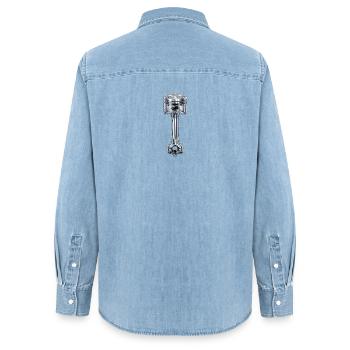 Chrome Piston Art Engine - Women’s Organic Denim Shirt by Stanley/Stella - light wash - Back - AI Model Female 172 light (172cm)