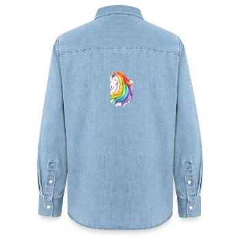 Rainbow Unicorn Spirit Animal Gift - Women’s Organic Denim Shirt by Stanley/Stella - light wash - Back - AI Model Female 172 light (172cm)