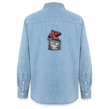 Gorille boxeur sortant du baril - Chemise en denim femme bio Stanley/Stella - bleu clair délavé - Dos - AI Model Female 172 light (172cm)