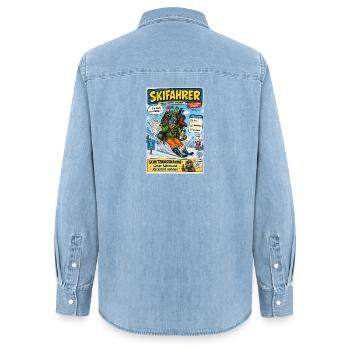 Der Skifahrer – nur noch eine Abfahrt - Frauen Jeanshemd Organic von Stanley/Stella - verwaschenes Hellblau - Hinten - AI Model Female 172 light (172cm)