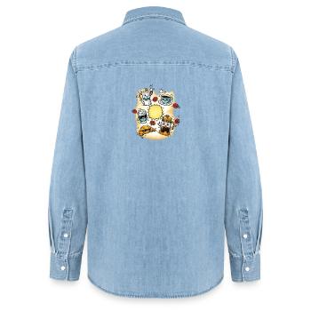 Coffee cosmos of morning joy - Women’s Organic Denim Shirt by Stanley/Stella - light wash - Back - AI Model Female 172 light (172cm)