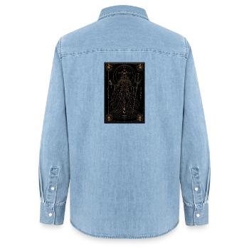 Sorcière de la Lune - Chemise en denim femme bio Stanley/Stella - bleu clair délavé - Dos - AI Model Female 172 light (172cm)