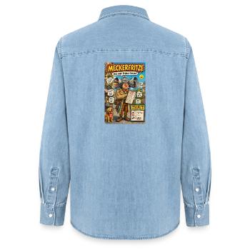 Meckerfritze – Der Nörgler mit Humor im Alltag - Frauen Jeanshemd Organic von Stanley/Stella - verwaschenes Hellblau - Hinten - AI Model Female 172 light (172cm)