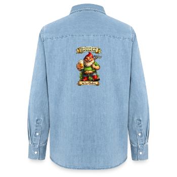 Garten-Gnom mit Bier und Spaten - Frauen Jeanshemd Organic von Stanley/Stella - verwaschenes Hellblau - Hinten - AI Model Female 172 light (172cm)