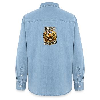 Tiger im Farbenzauber – Rien n’est impossible - Chemise en denim femme bio Stanley/Stella - bleu clair délavé - Dos - AI Model Female 172 light (172cm)