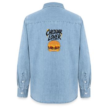Amoureux du Cheddar Burger Illustration - Chemise en denim femme bio Stanley/Stella - bleu clair délavé - Dos - AI Model Female 172 light (172cm)