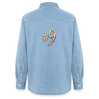 Kreide #9 Hashtag Stil - Frauen Jeanshemd Organic von Stanley/Stella - verwaschenes Hellblau - Hinten - AI Model Female 172 light (172cm)