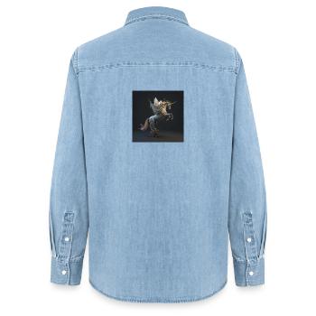 Magisches Blumen Einhorn - Frauen Jeanshemd Organic von Stanley/Stella - verwaschenes Hellblau - Hinten - AI Model Female 172 light (172cm)