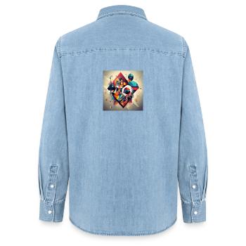 Geometry Type - Women’s Organic Denim Shirt by Stanley/Stella - light wash - Back - AI Model Female 172 light (172cm)