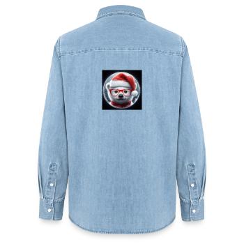 Eisbär Baby als Weihnachtsmann - Frauen Jeanshemd Organic von Stanley/Stella - verwaschenes Hellblau - Hinten - AI Model Female 172 light (172cm)