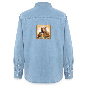 Bierchen Bärchen - Frauen Jeanshemd Organic von Stanley/Stella - verwaschenes Hellblau - Hinten - AI Model Female 172 light (172cm)