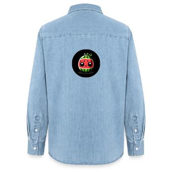 Pastèque avec de grands yeux dans un style comique - Chemise en denim femme bio Stanley/Stella - bleu clair délavé - Dos - AI Model Female 172 light (172cm)