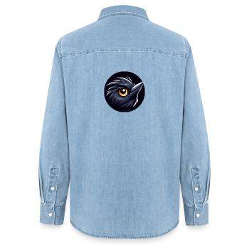 Comic Amsel Vogel - Frauen Jeanshemd Organic von Stanley/Stella - verwaschenes Hellblau - Hinten - AI Model Female 172 light (172cm)