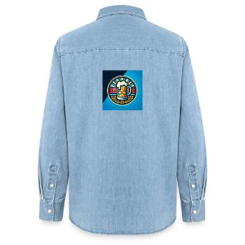 Logo de la bière 3 - Chemise en denim femme bio Stanley/Stella - bleu clair délavé - Dos - AI Model Female 172 light (172cm)