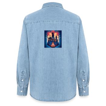 Magisches Schloss 3 - Frauen Jeanshemd Organic von Stanley/Stella - verwaschenes Hellblau - Hinten - AI Model Female 172 light (172cm)