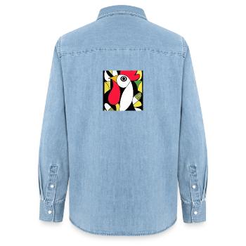 Coq cubiste - Chemise en denim femme bio Stanley/Stella - bleu clair délavé - Dos - AI Model Female 172 light (172cm)