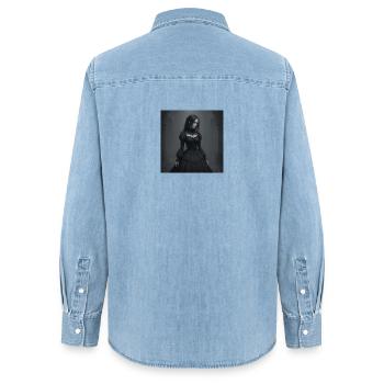 Gothic Viktorianisches Schwarzkleid - Frauen Jeanshemd Organic von Stanley/Stella - verwaschenes Hellblau - Hinten - AI Model Female 172 light (172cm)