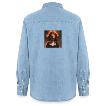 Zombie - Women’s Organic Denim Shirt by Stanley/Stella - light wash - Back - AI Model Female 172 light (172cm)