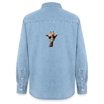 Girafe avec un style d'enfer - Chemise en denim femme bio Stanley/Stella - bleu clair délavé - Dos - AI Model Female 172 light (172cm)