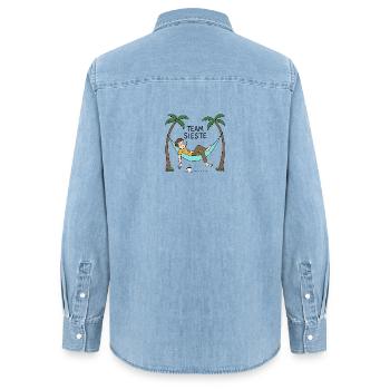Team Sieste - Hamac & Farniente - Chemise en denim femme bio Stanley/Stella - bleu clair délavé - Dos - AI Model Female 172 light (172cm)