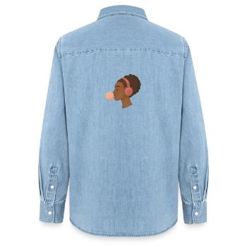 Music - Women’s Organic Denim Shirt by Stanley/Stella - light wash - Back - AI Model Female 172 light (172cm)