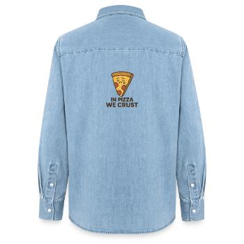 In Pizza We Crust - Frauen Jeanshemd Organic von Stanley/Stella - verwaschenes Hellblau - Hinten - AI Model Female 172 light (172cm)