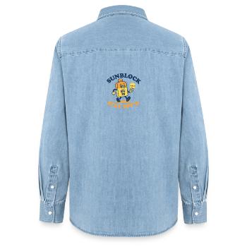 Sunblock Squad – Stay SPF'd Design - Women’s Organic Denim Shirt by Stanley/Stella - light wash - Back - AI Model Female 172 light (172cm)