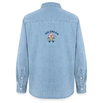 Glaces en service - Chemise en denim femme bio Stanley/Stella - bleu clair délavé - Dos - AI Model Female 172 light (172cm)