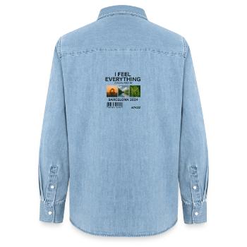 I Feel Everything: Visual Piece Barcelona - Women’s Organic Denim Shirt by Stanley/Stella - light wash - Back - AI Model Female 172 light (172cm)