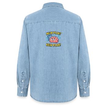Pensée Chaos Motif - Chemise en denim femme bio Stanley/Stella - bleu clair délavé - Dos - AI Model Female 172 light (172cm)