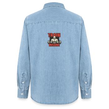 Train Insane Kraftsymbol Design - Frauen Jeanshemd Organic von Stanley/Stella - verwaschenes Hellblau - Hinten - AI Model Female 172 light (172cm)