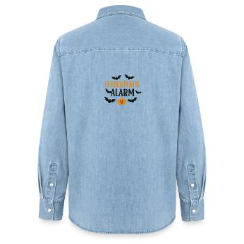 Fledermaus Kürbis Alarm Design - Frauen Jeanshemd Organic von Stanley/Stella - verwaschenes Hellblau - Hinten - AI Model Female 172 light (172cm)