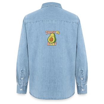 Avocado Toast Baby Design - Frauen Jeanshemd Organic von Stanley/Stella - verwaschenes Hellblau - Hinten - AI Model Female 172 light (172cm)