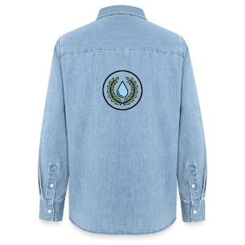 Gouttes d’eau avec couronne de feuilles - Chemise en denim femme bio Stanley/Stella - bleu clair délavé - Dos - AI Model Female 172 light (172cm)