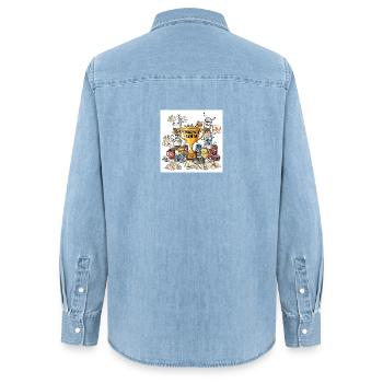 Prokrastination Meisterpokal - Frauen Jeanshemd Organic von Stanley/Stella - verwaschenes Hellblau - Hinten - AI Model Female 172 light (172cm)