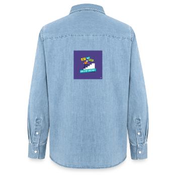 Mein täglicher Sport: motivierende Schimpfwörter - Frauen Jeanshemd Organic von Stanley/Stella - verwaschenes Hellblau - Hinten - AI Model Female 172 light (172cm)
